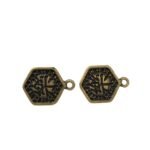 Base Brinco Sextavado 14mm Ouro Velho - 3 Pares - Imagem 3