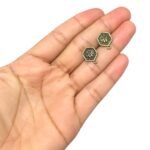 Base Brinco Sextavado 14mm Ouro Velho - 3 Pares - Imagem 2