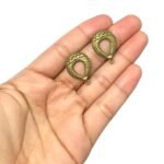 Base Brinco Gota Trabalhado 29mm Ouro Velho - 1 Par - Imagem 2