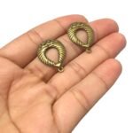 Base Brinco Gota Trabalhado 29mm Ouro Velho - 1 Par - Imagem 4