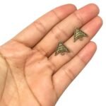 Base Brinco Trabalhado 14mm Ouro Velho - 1 Par - Imagem 2