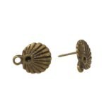 Base Brinco Concha P/Strass 13mm Ouro Velho - 2 Pares