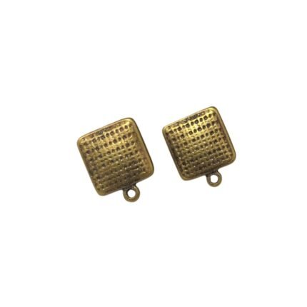 Base Brinco Quadrado 14mm Ouro Velho - 1 Par