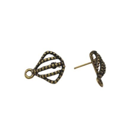 Base Brinco Vazado Trabalhado 16mm Ouro Velho - 4 Pares