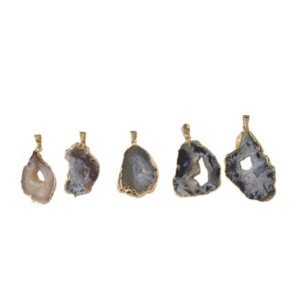 Pingente Pedra Disforme C/ Borda Dourado - 1 Und
