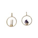 Pingente Redondo C/ Pedra 20mm Dourado - 1 Und