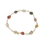 Pulseira Pedra Aramada 22cm Dourado - 1 Und