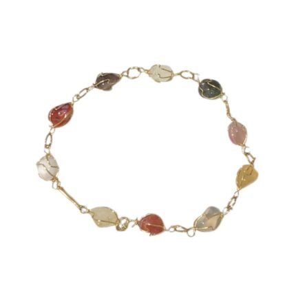 Pulseira Pedra Aramada 22cm Dourado - 1 Und