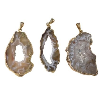 Pingente Pedra Disforme C/ Charneira Dourado – 1 Und