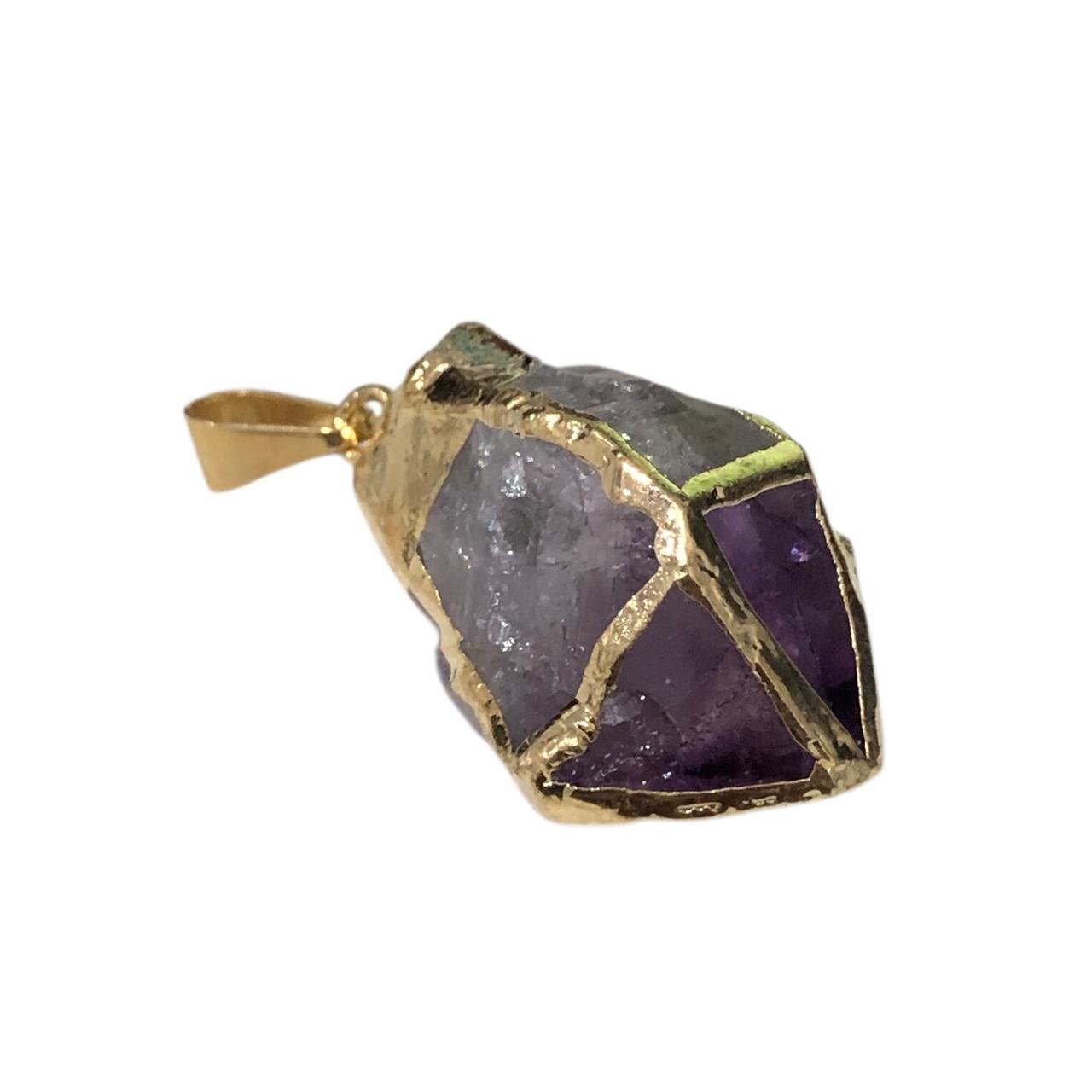 WhatsApp Image 2026-07-11 at 01.36.49 Pingente Pedra Disforme C/ Borda Dourado – 1 Und - Imagem 1