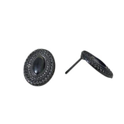 Base Brinco Oval 15mm Grafite - 5 Pares