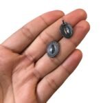 Base Brinco Oval 15mm Grafite - 5 Pares - Imagem 3