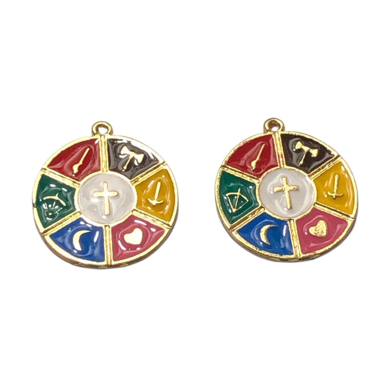 WhatsApp Image 2026-07-16 at 10.17.03 Pingente Sete Linhas Da Umbanda 28mm Dourado - 1 Und - Imagem 1