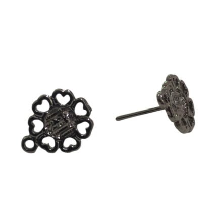 Base Brinco Flor 10mm Grafite - 3 Pares
