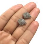 Base Brinco Gota Trabalhado 15mm Grafite - 4 Pares - Imagem 3