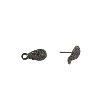 Base Brinco Gota Trabalhado 14mm Grafite – 5 Pares