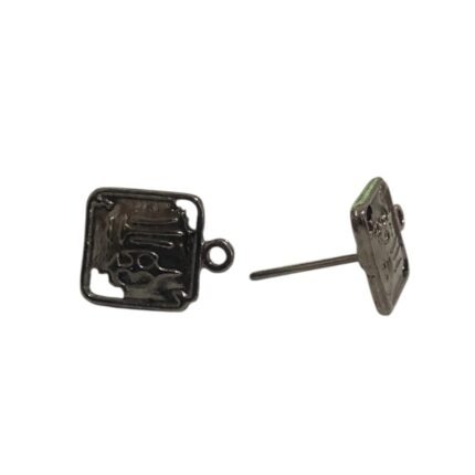 Base Brinco Quadrado Trabalhado 10mm Grafite - 4 Pares