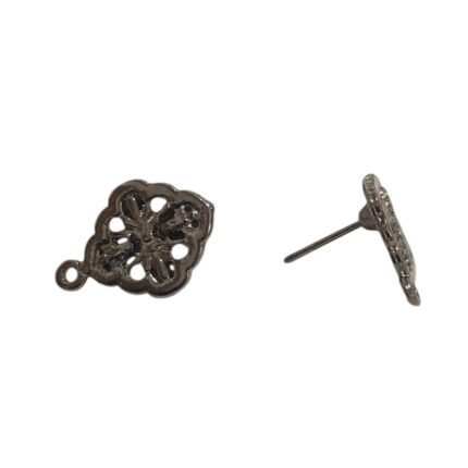 Base Brinco Losango Trabalhado 17mm Grafite – 1 Par