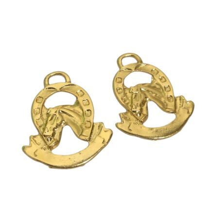 Pingente Ferradura C/ Cavalo 38mm Dourado - 1 Und