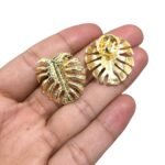 Broche Folha Costela Adão 25mm Dourado – 1 Und - Imagem 3