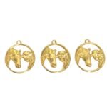 Pingente Redondo Menina C/ Cavalo 33mm Dourado - 1 Und