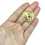 Pingente Redondo Menina C/ Cavalo 33mm Dourado - 1 Und - Imagem 2