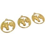 Pingente Redondo Menina C/ Cavalo 33mm Dourado - 1 Und - Imagem 5