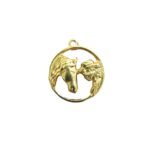 Pingente Redondo Menina C/ Cavalo 33mm Dourado - 1 Und - Imagem 4