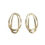 Base Brinco Oval Dupla Vazado 32mm Dourado - 1 Par - Imagem 4