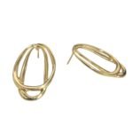 Base Brinco Oval Dupla Vazado 32mm Dourado - 1 Par
