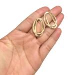 Base Brinco Oval Dupla Vazado 32mm Dourado - 1 Par - Imagem 2