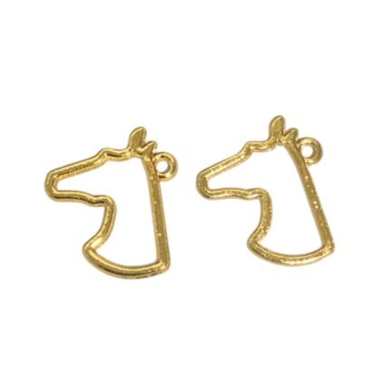 Pingente Cabeça Cavalo Vazado 29mm Dourado - 1 Und