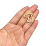 Pingente Cabeça Cavalo Vazado 29mm Dourado - 1 Und - Imagem 2