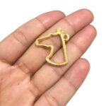 Pingente Cabeça Cavalo Vazado 29mm Dourado - 1 Und - Imagem 3