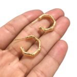 Base Brinco Argola Trabalhado 24mm Dourado - 1 Par - Imagem 3