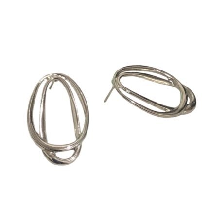 Base Brinco Oval Dupla Vazado 32mm Níquel – 1 Par