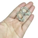Base Brinco Oval Dupla Vazado 32mm Níquel – 1 Par - Imagem 2