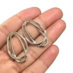 Base Brinco Oval Dupla Vazado 32mm Níquel – 1 Par - Imagem 3