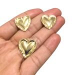 Pingente Coração Duplo 18mm Dourado - 1 Und - Imagem 2
