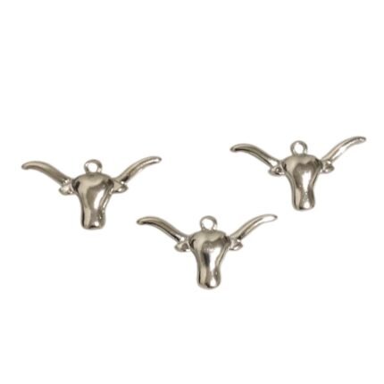 Pingente Cabeça De Boi 18x34mm Níquel - 1 Und