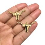 Pingente Cabeça De Boi 18x34mm Dourado - 1 Und - Imagem 3