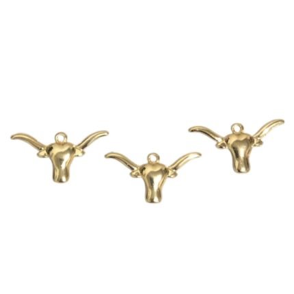 Pingente Cabeça De Boi 18x34mm Dourado - 1 Und