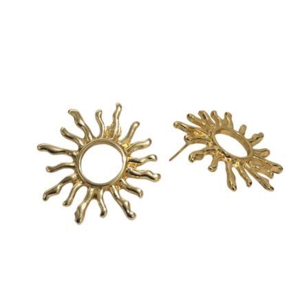 Base Brinco Sol Liso 30mm Dourado - 1 Par