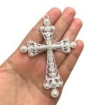 Pingente Cruz C/ Pérola  10cm Níquel – 1 Und - Imagem 2