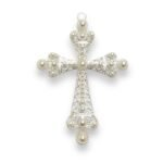Pingente Cruz C/ Pérola  10cm Níquel – 1 Und