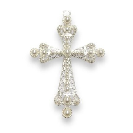 Pingente Cruz C/ Pérola  10cm Níquel – 1 Und