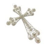 Pingente Cruz C/ Pérola  10cm Níquel – 1 Und - Imagem 3