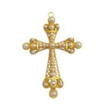 Pingente Cruz C/ Pérola 10cm Dourado – 1 Und