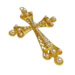 Pingente Cruz C/ Pérola 10cm Dourado – 1 Und - Imagem 3