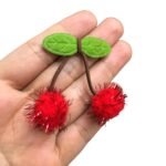 Aplique Cereja C/ Fio Lurex 5cm – 1 Und - Imagem 2
